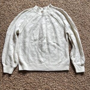 Elegant White Cable Knit Sweater